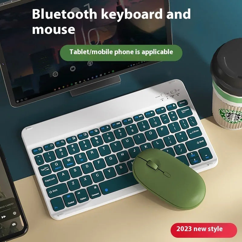 Bluetooth keyboard for tablets and PCs in a choice of colours including white, green, and pink.