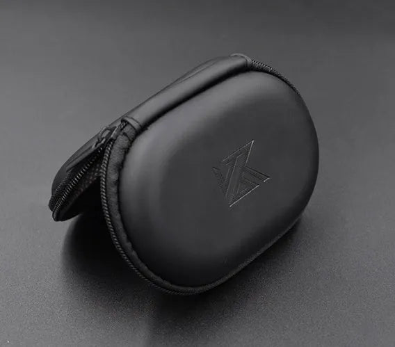 Black oval leather earphone storage case for EDX PRO and ZEX PRO compatible models