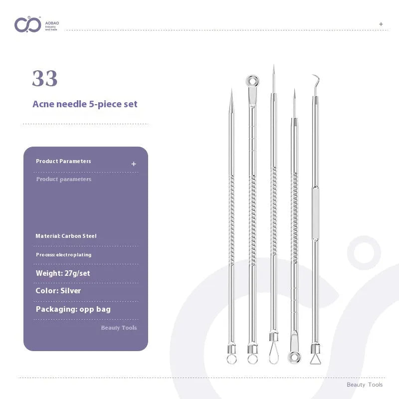 4-piece metal acne needle set with ultra fine pointed tips for precise skin treatment applications
