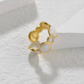 Geometric adjustable stainless steel ring for women with electroplated silver finish