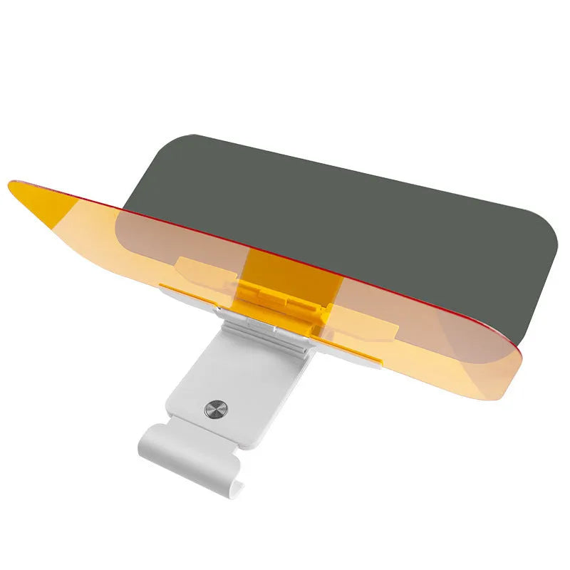 Telescopic anti-glare car sun visor with acrylic lens shown mounted in a vehicle.