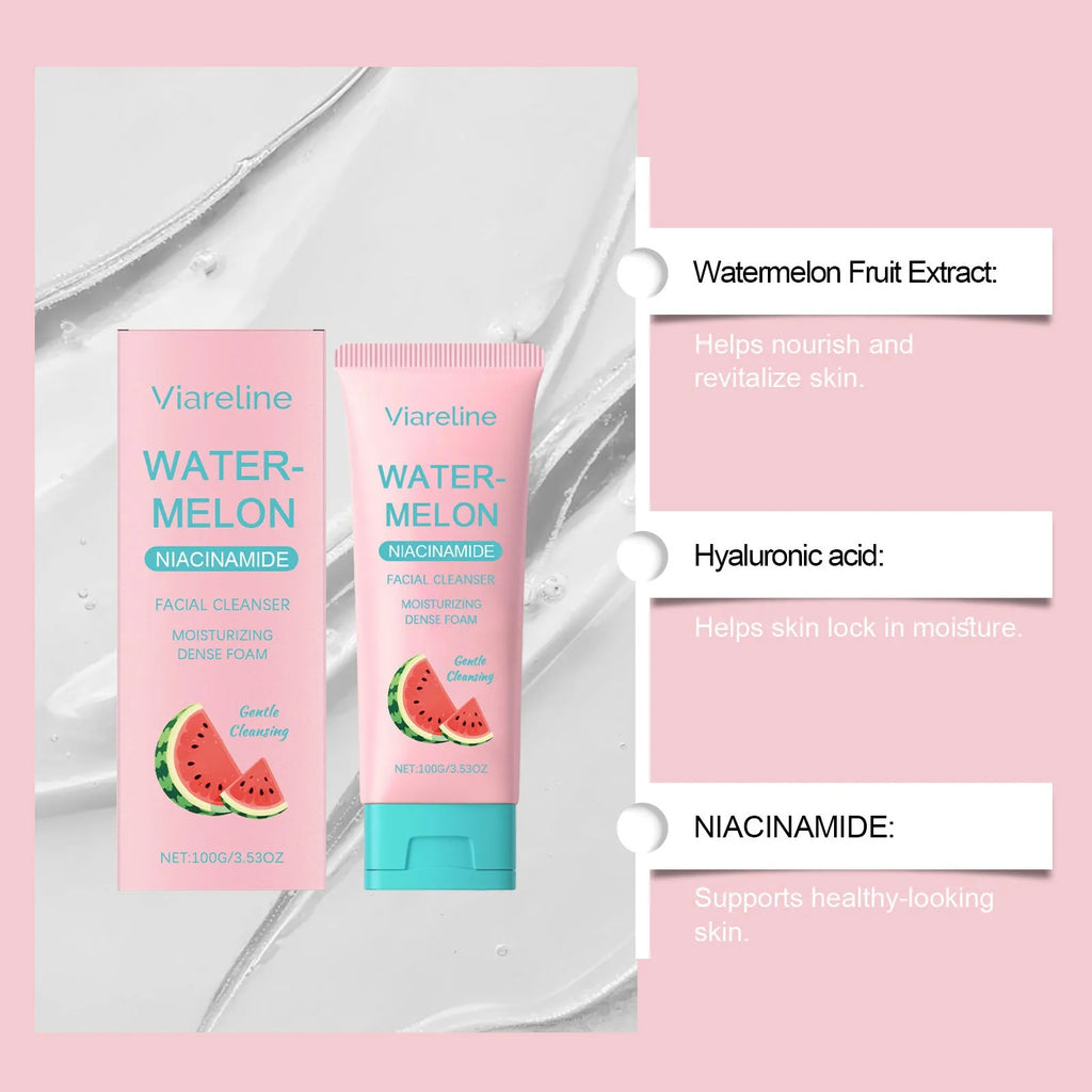 Watermelon Foam Facial Cleanser 100g tube for acne care, plastic packaging 4.6x4.6x14.6cm