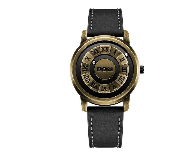 Creative magnetic suspension waterproof quartz watch black steel belt with watch box set