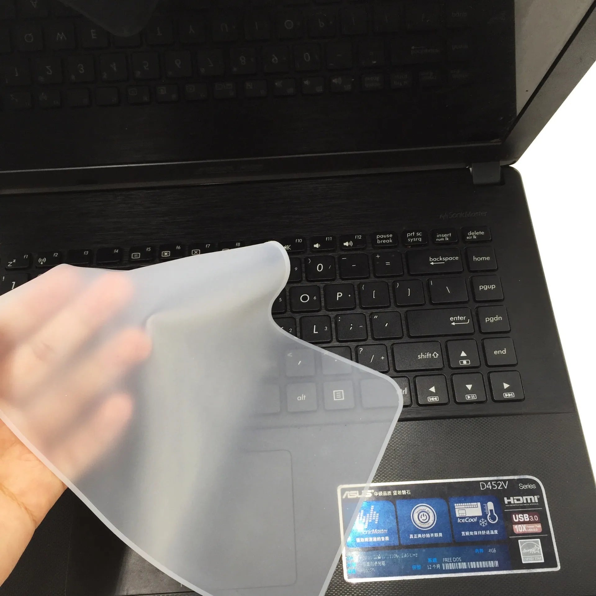 Transparent silicone keyboard dust film for laptop, dustproof and waterproof protective cover