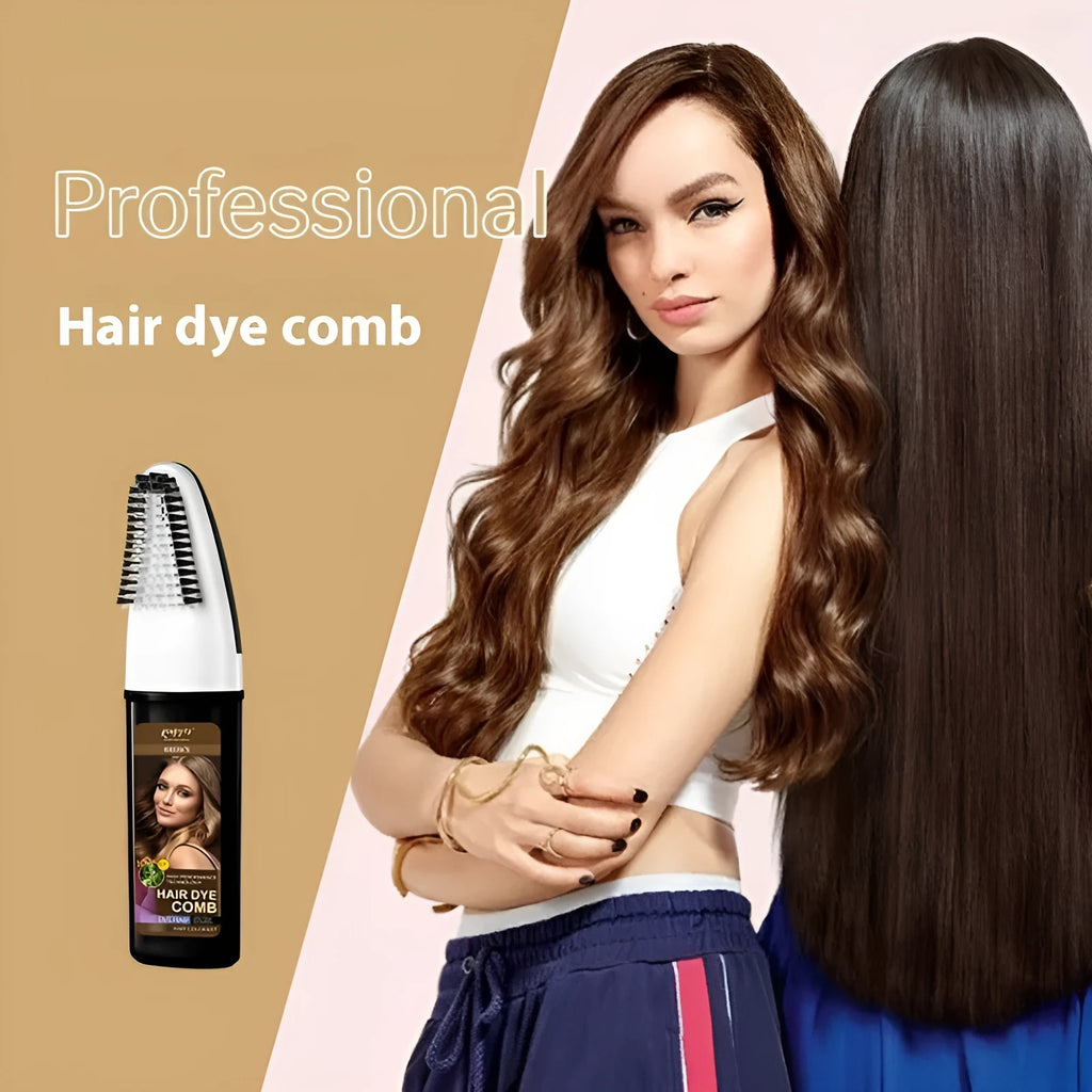 Hair dye bottles in brown, wine red and dark brown colours, 200ml each for home colouring