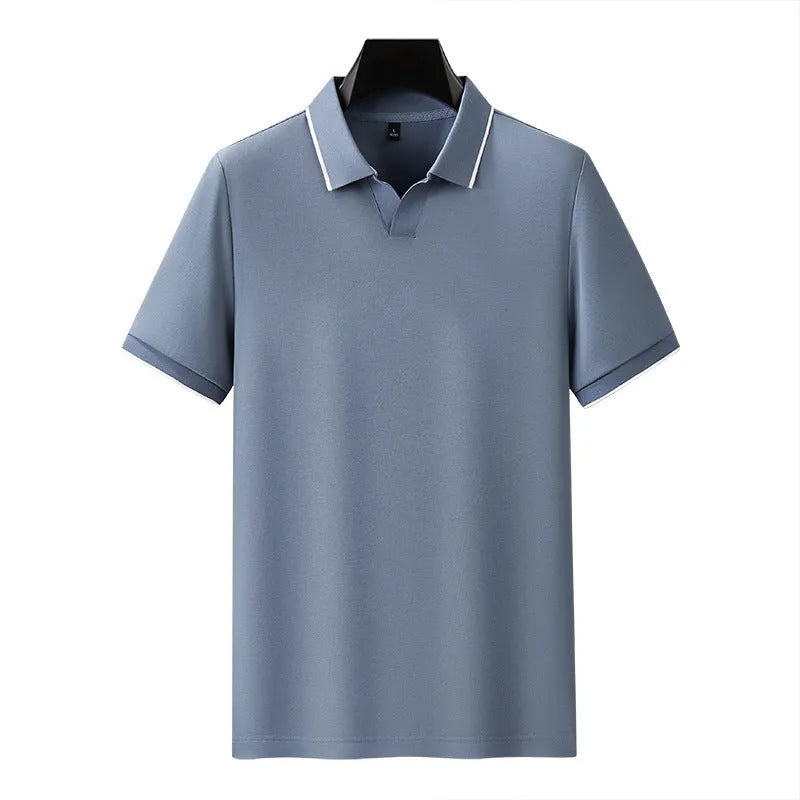 Mercerized pearl cotton blend short sleeve polo shirt in regular fit showing colour options