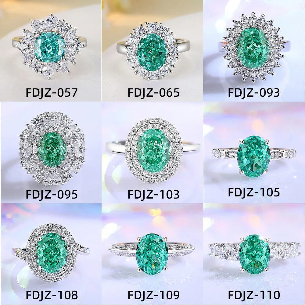 Women's S925 silver emerald ring with palaibahao inlaid high carbon diamond design in geometric shape