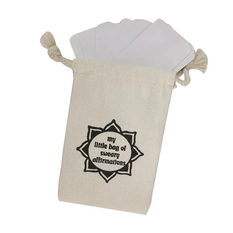 Set of 16 colourful funny affirmation cards with soft designs in a greeting card bag.