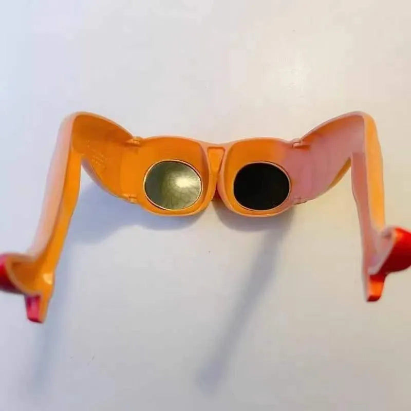 Orange personality leg hip sunglasses with oversized 15cm by 20cm plastic frames