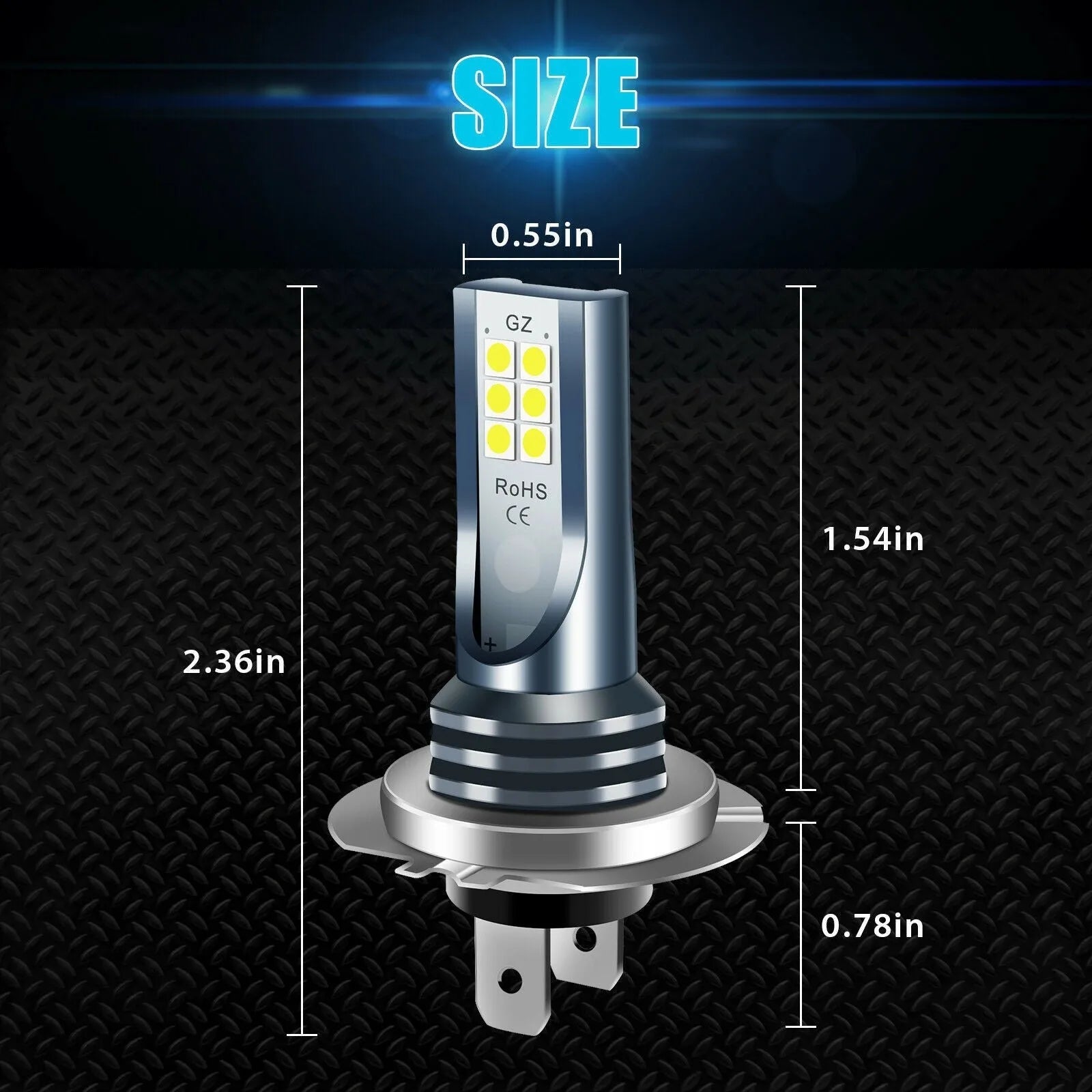 Car fog light bulb kit with 12 SMD LEDs, aviation aluminium alloy shell, 6.0cm size
