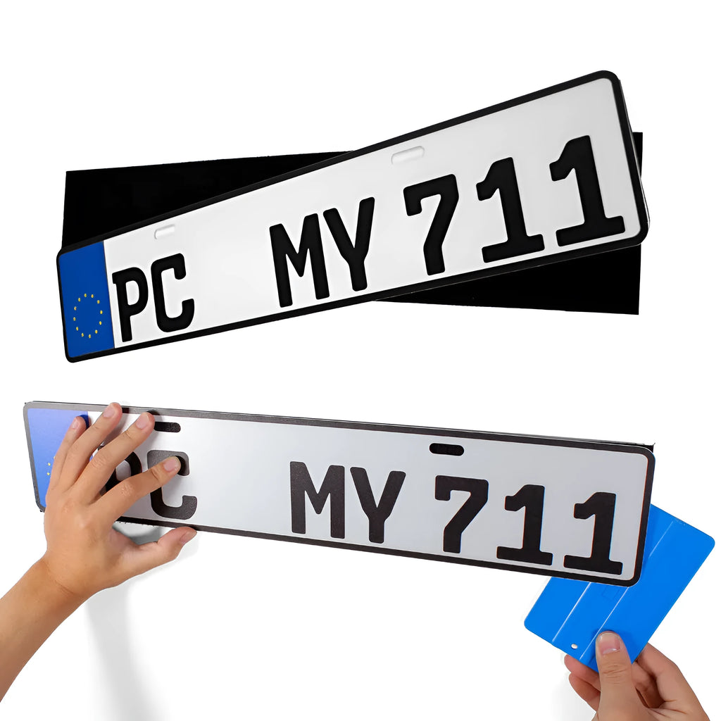 Self-adhesive velcro strips for car and motorcycle licence plate mounting, 100x500mm right-angle format