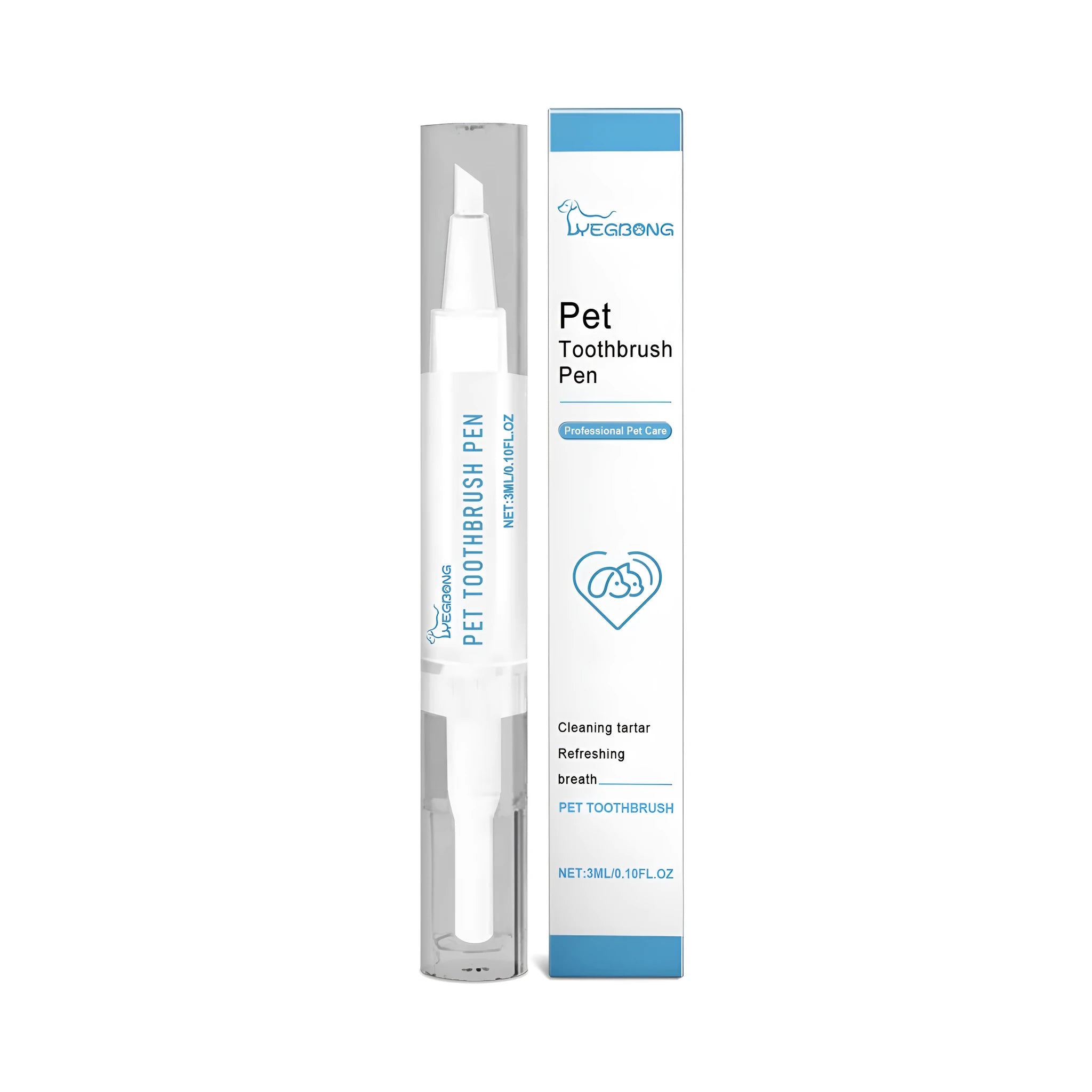 Pet teeth cleaning brush with 3ml toothpaste for cats and dogs, 1.1x12.5cm dimensions