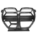 Black dry carbon fibre front bumper grille with 3K weave pattern for BMW M3 M4 G80 G82 models.