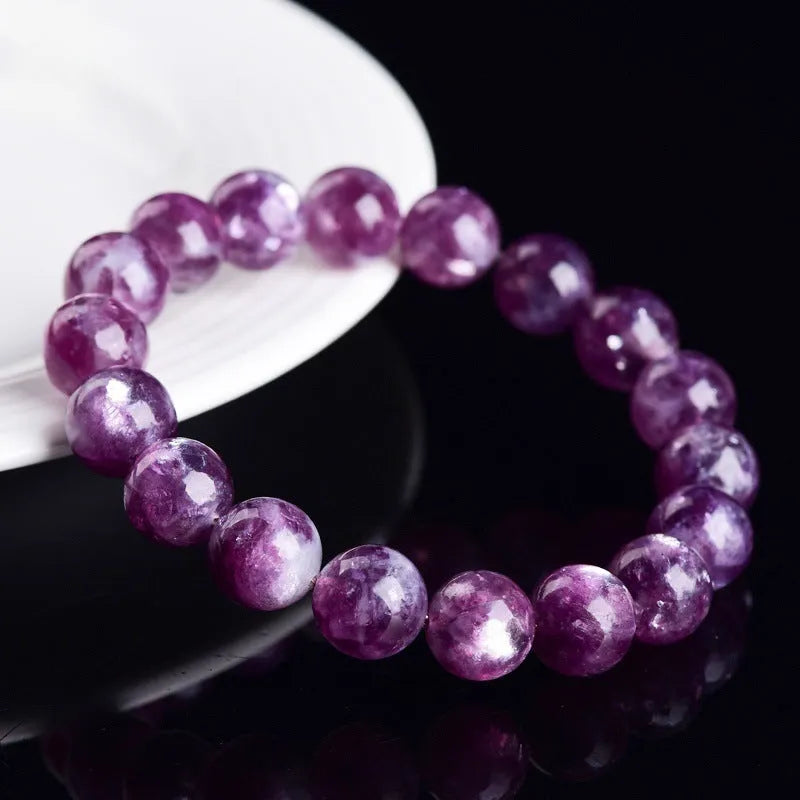 Polished purple grandmother crystal bracelet with geometrical beads in Korean style unisex design