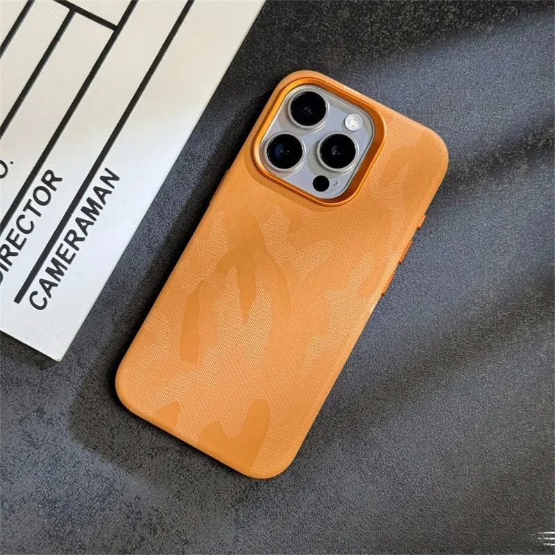 Magnetic drop-resistant phone case in imitation leather for iPhone 12-15 series, dark purple colour, shockproof and anti-fingerprint