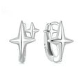 Sterling silver minimalist star ear clips with oxidation treatment and clip-on mechanism