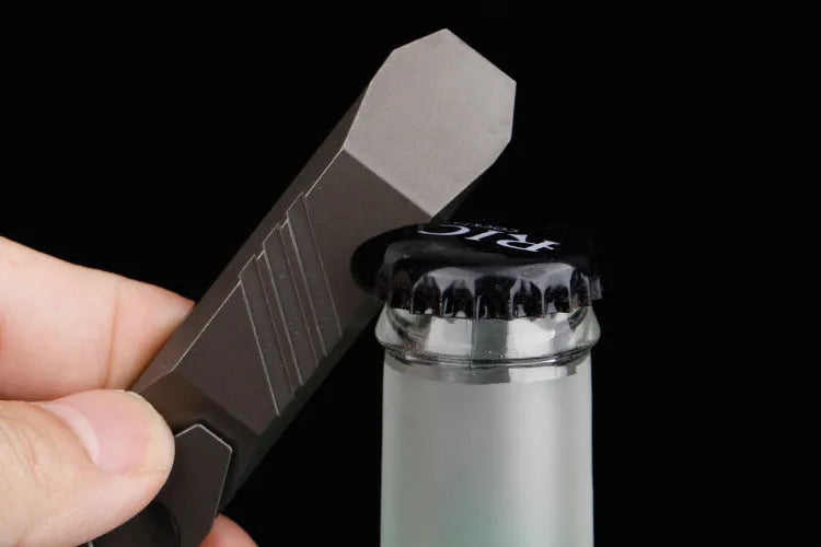TC4 titanium alloy multi-function crowbar screwdriver tool with bottle opener and glass breaker.