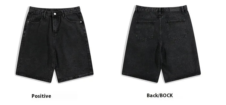 Men's light blue denim shorts with a straight leg and five-pocket design on a mid-waist fit.