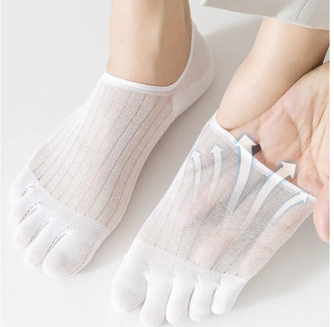 Modal cotton five-finger boat socks in black, dark grey, light grey, khaki and white colours