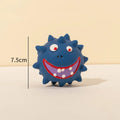 Four colourful natural latex dog balls with squeaky features and cute animal faces