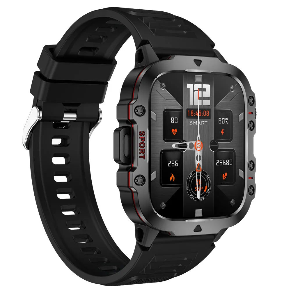 QX11 smart Bluetooth watch displaying heart rate on TFT screen with black silicone strap