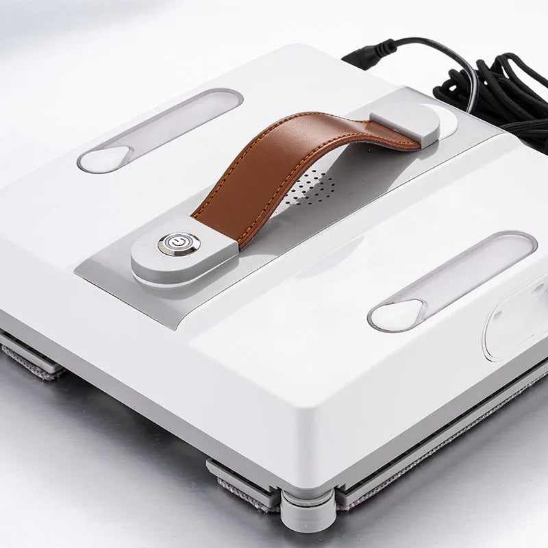 White intelligent window cleaning robot for high-rise buildings showing 220x220x70mm dimensions