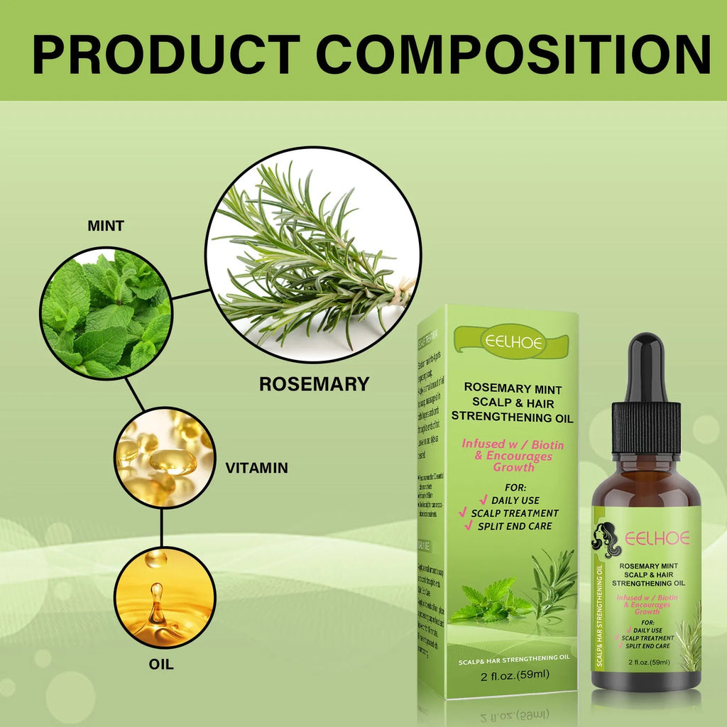 59ml rosemary mint hair growth fluid bottle for scalp massage and hair nourishment