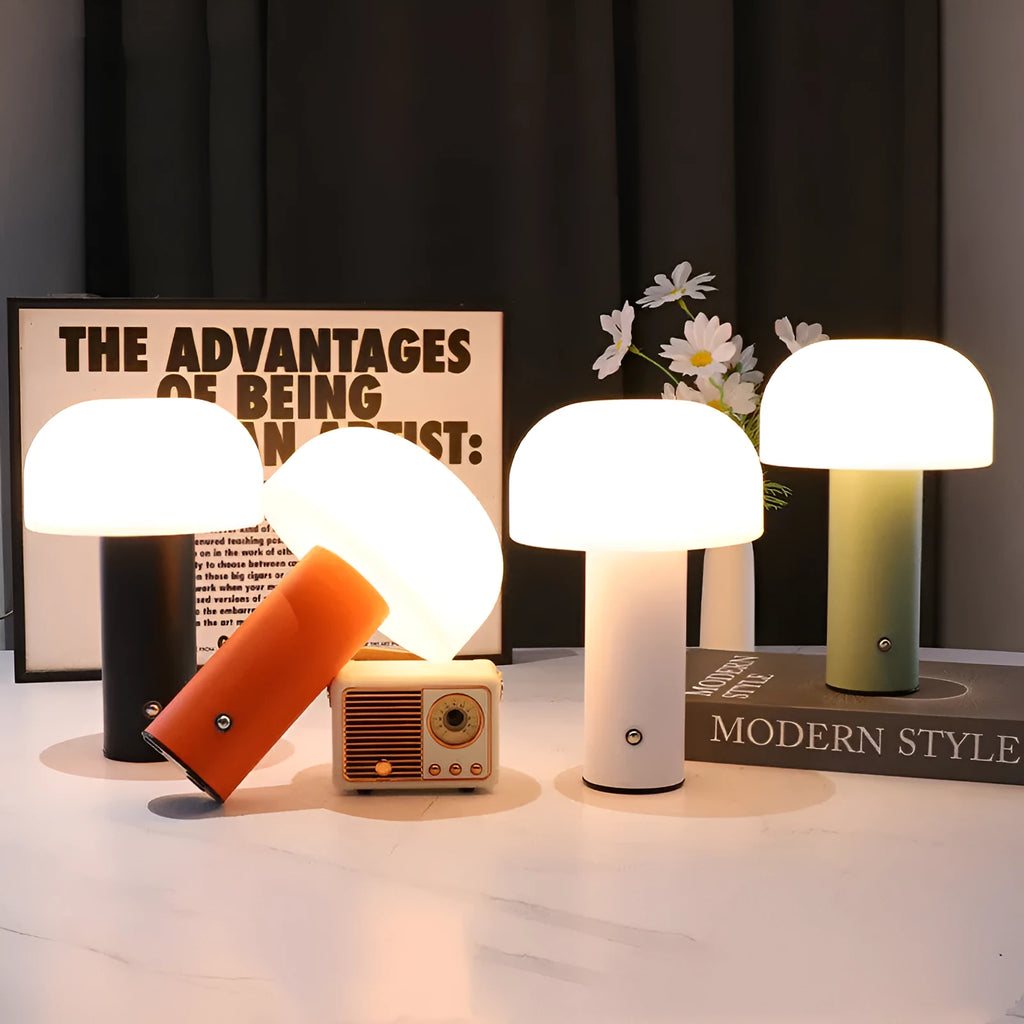 USB dual-purpose table lamp with colour-changing LED atmospheric lighting in black, green, orange, or white