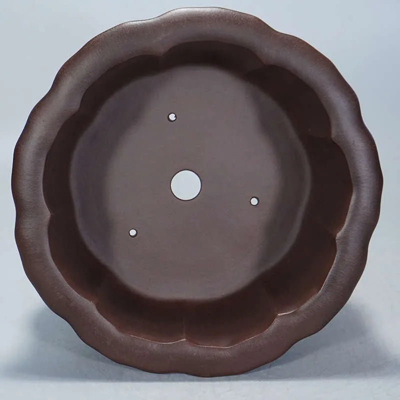 Purple sand succulent bonsai pot with antique Chinese design measuring 37x37x20cm