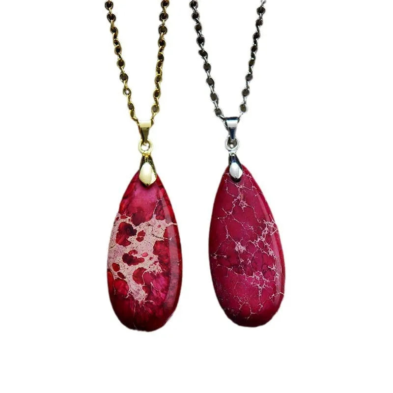 Jade pendant necklace with 18K gold plated chain showing water drop, heart, bow, and constellation designs