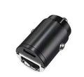 Mini zinc alloy car charger with dual USB-C ports for 30W fast charging