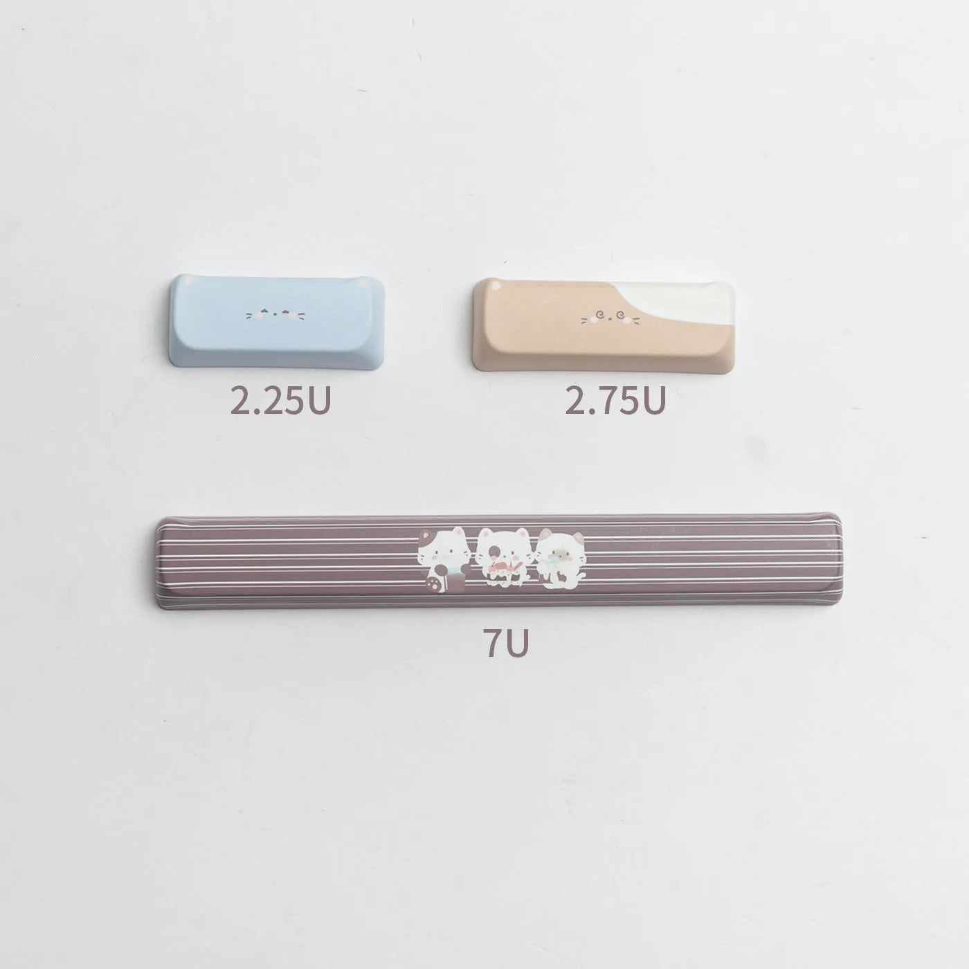 High Sea Salt Cat theme PBT keycap set with 7u March supplements on mechanical keyboard