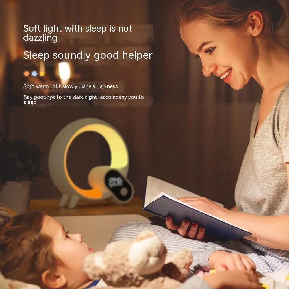 Creative Q Light analog sunrise digital display alarm clock with Bluetooth and 90 RGBCW light beads in black
