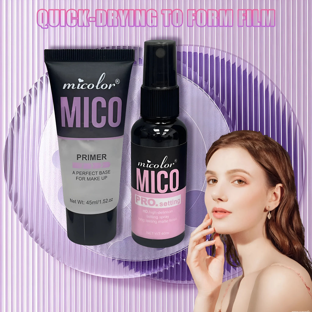 Makeup primer and finishing spray two-in-one set with 45ml lotion and 40ml mist