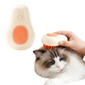 Green and white rechargeable cat steam grooming brush with silicone teeth and water spray nozzle.