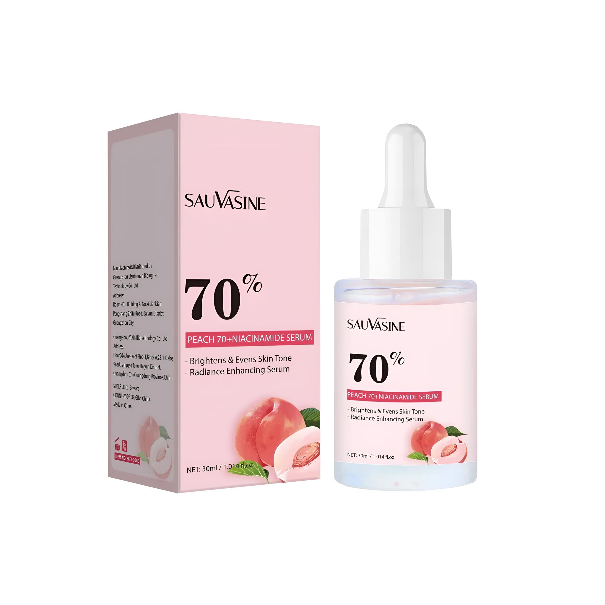 Nicotinamide hydrating care solution in 30ml clear glass bottle