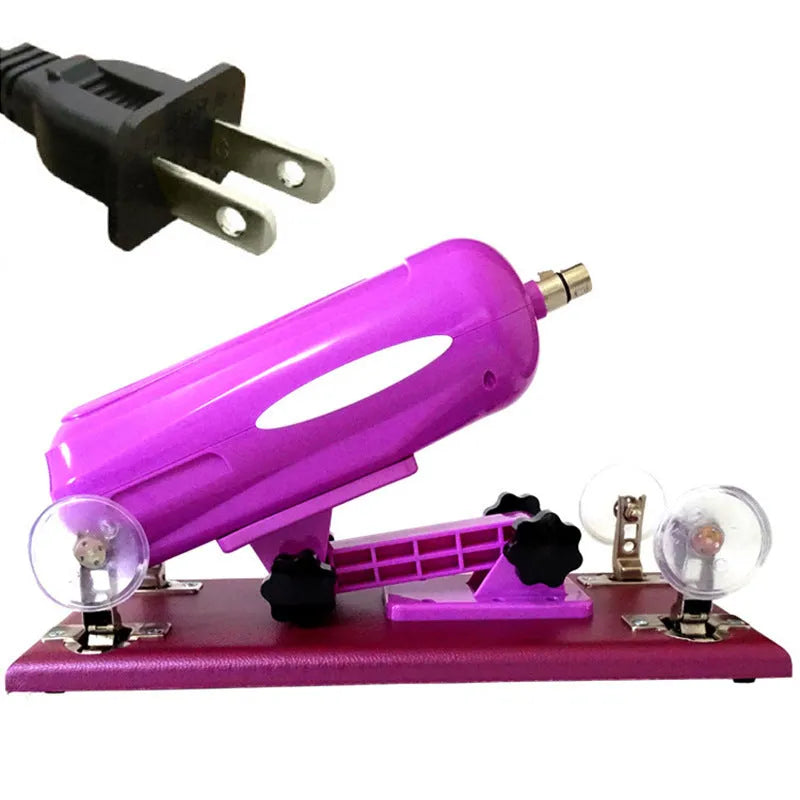 Purple automatic telescopic thrusting sex tool showing 37cm length with PVC construction