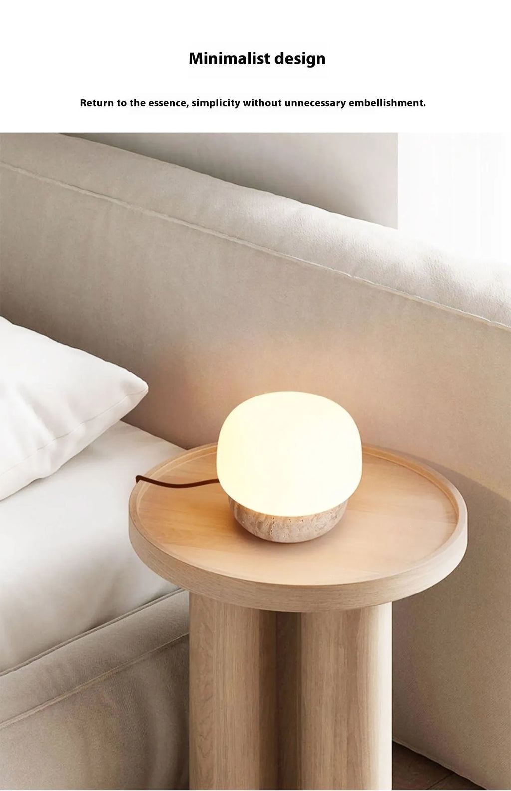 Cream retro bedside lamp with button switch and 18x17cm dimensions