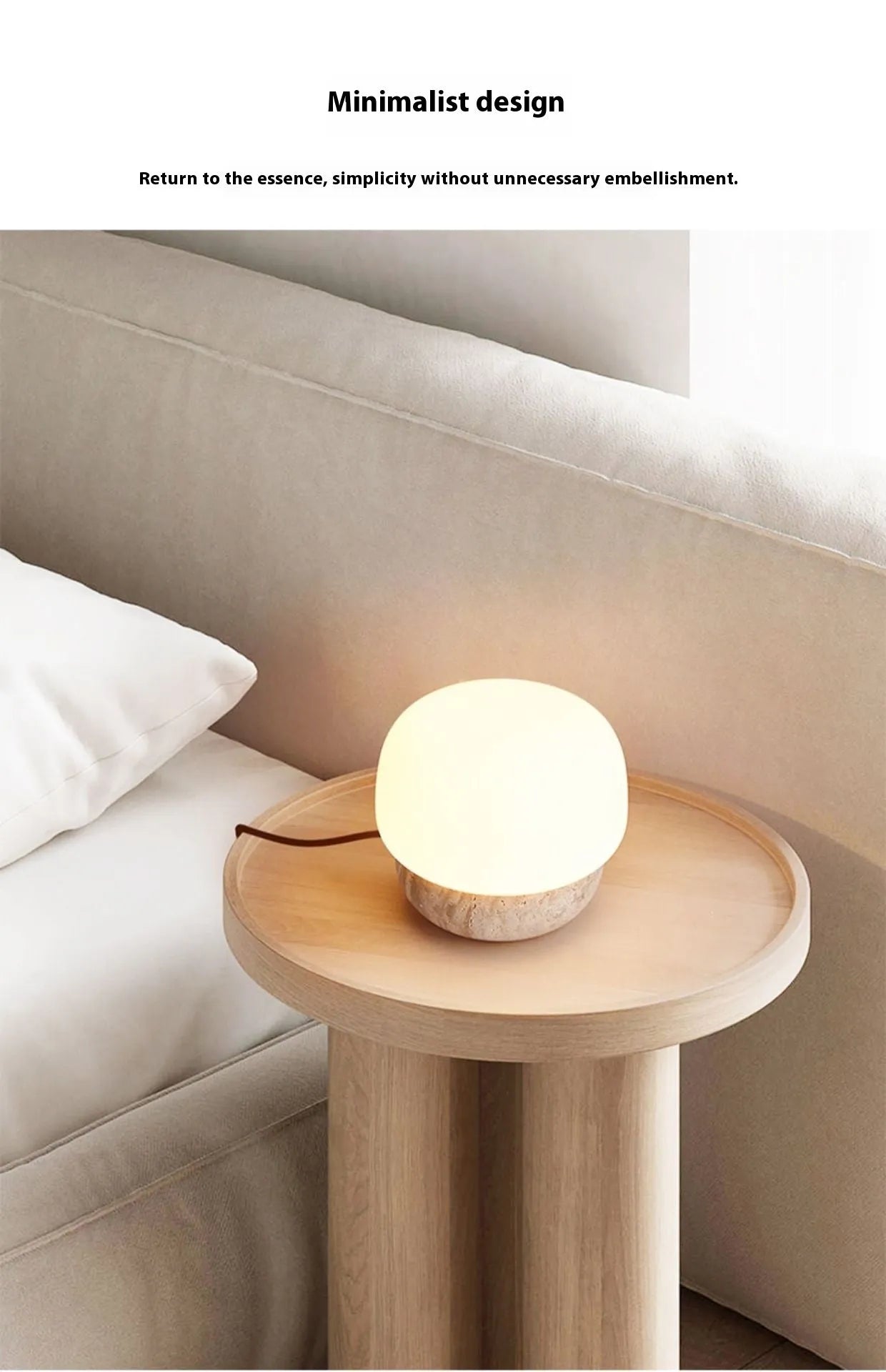Cream retro bedside lamp with button switch and 18x17cm dimensions