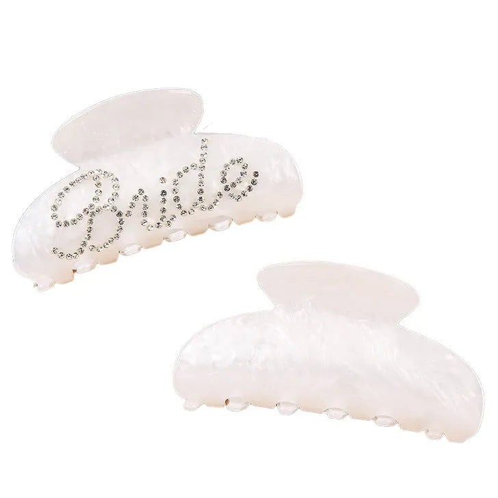 10cm pink and white acrylic shower clip barrettes with diamond spot drill pattern