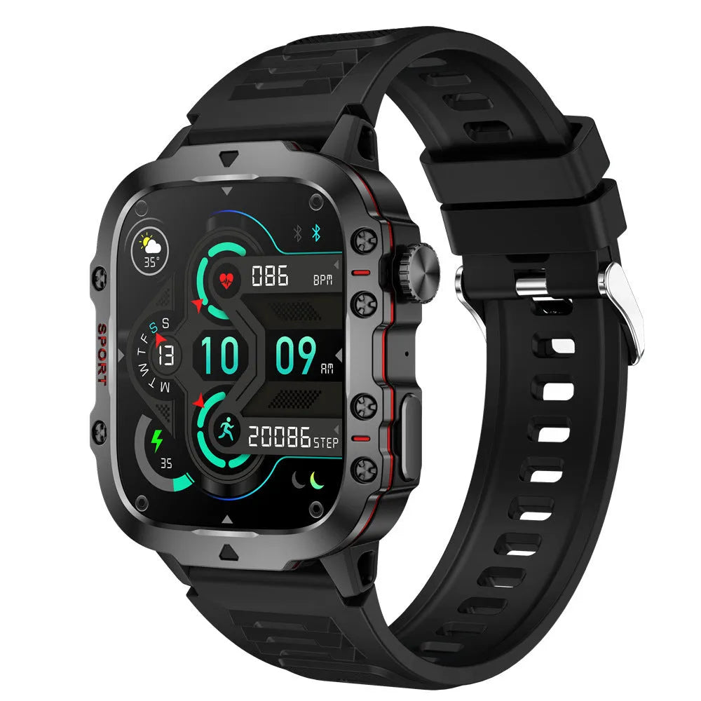 QX11 smart Bluetooth watch displaying heart rate on TFT screen with black silicone strap