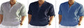 Men's solid colour long sleeve casual shirt with a stand collar, shown in a light blue shade.