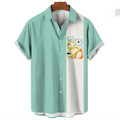 Men's striped Hawaiian shirt with button front and short sleeves in elastic fabric