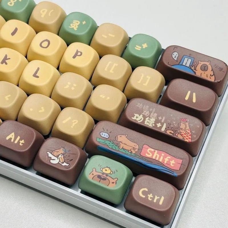 Capabala mechanical keyboard keycap set with colourful MOA anime design on 130 ABS keycaps