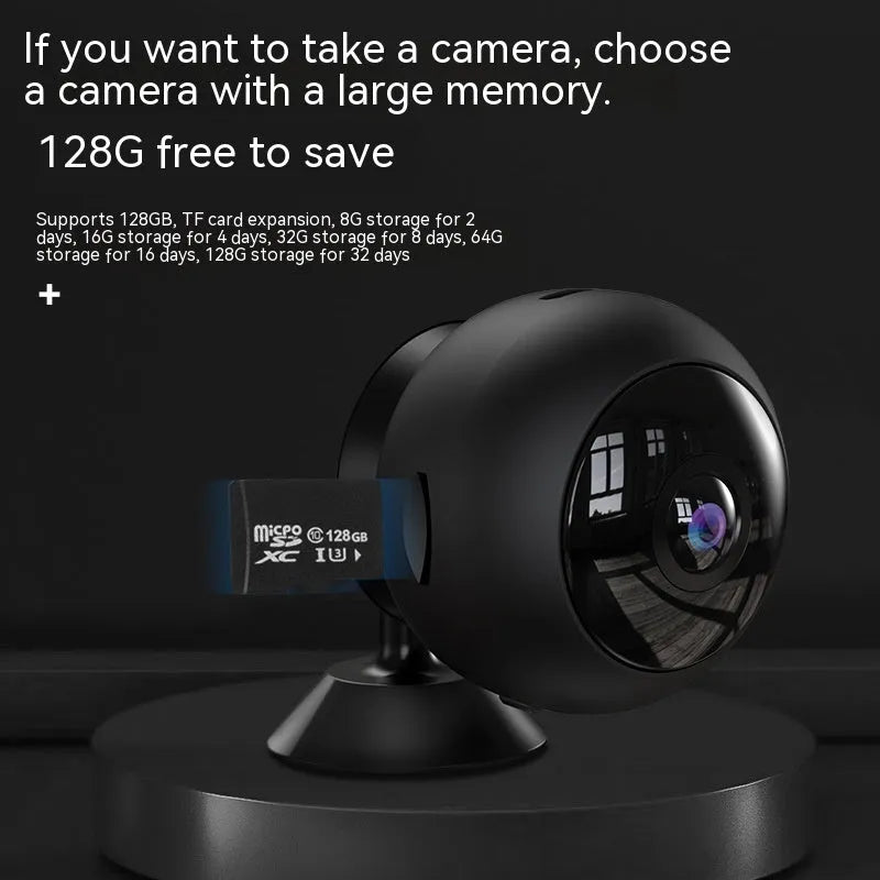 1080p wireless WiFi security camera in ABS plastic housing with USB cable