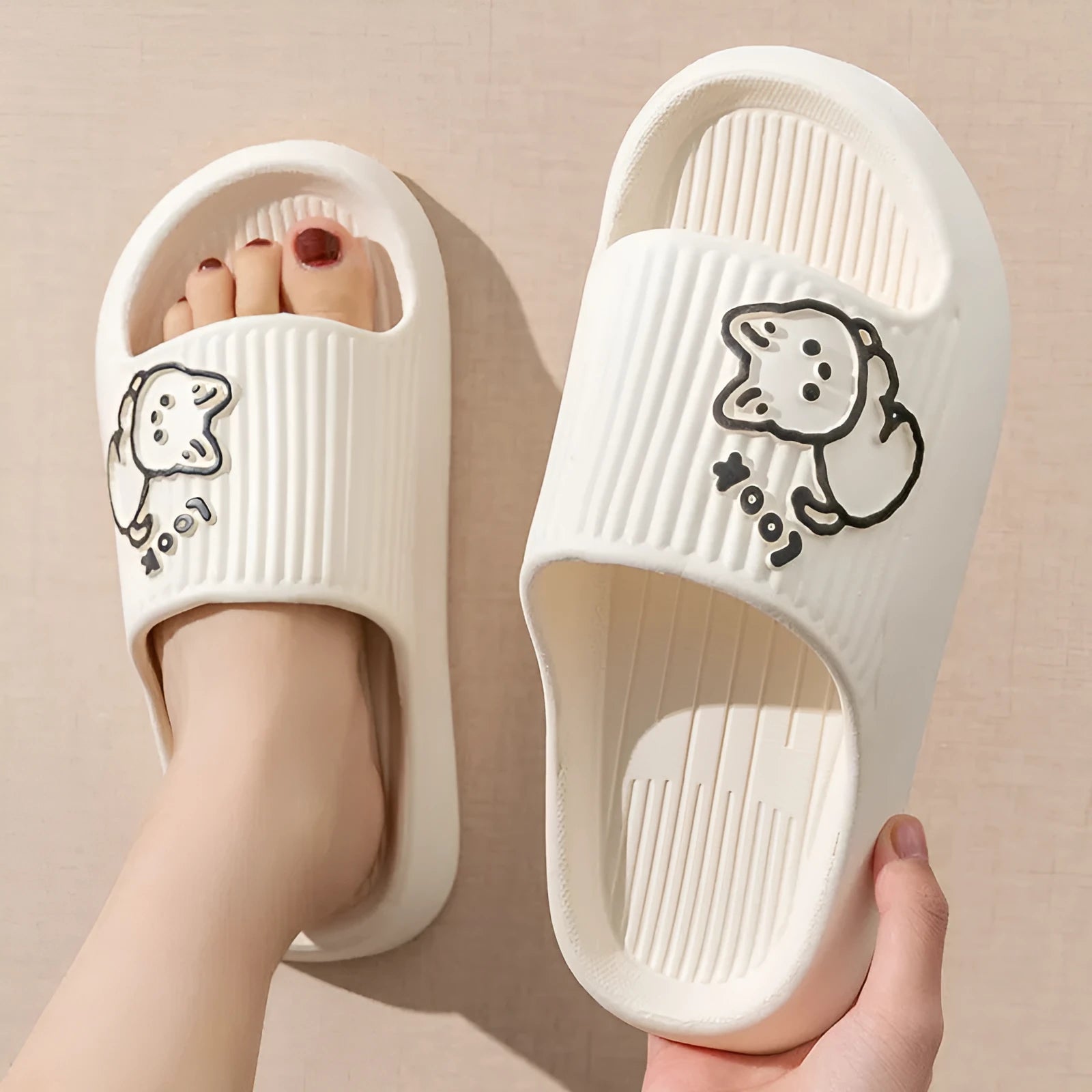 Cat design platform slippers made from soft EVA material with thick non-slip soles