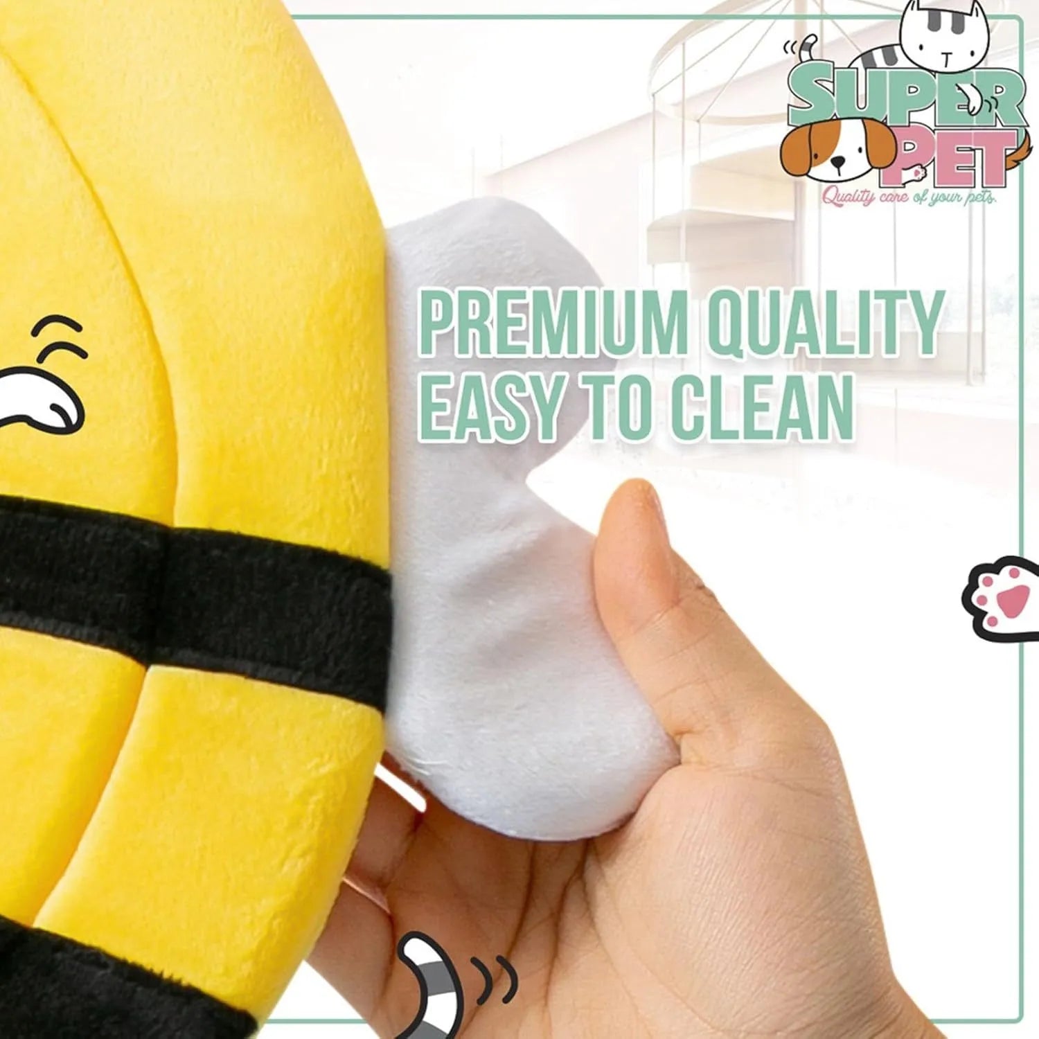 Soft bee design cat cone collar with velcro closure in adjustable sizes
