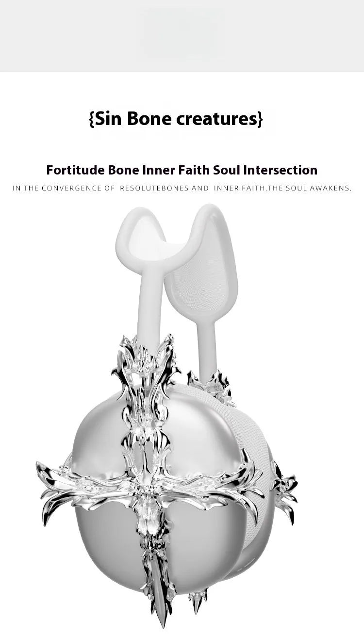 Gothic cross design resin headphone cover for Apple AirPods Max in black or silver colour