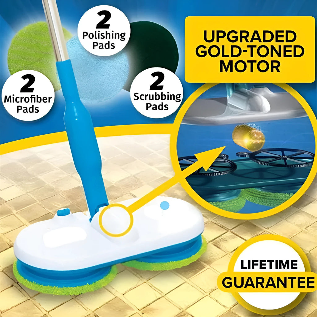Wireless electric floor cleaning mop with USB charging and microfiber cloths