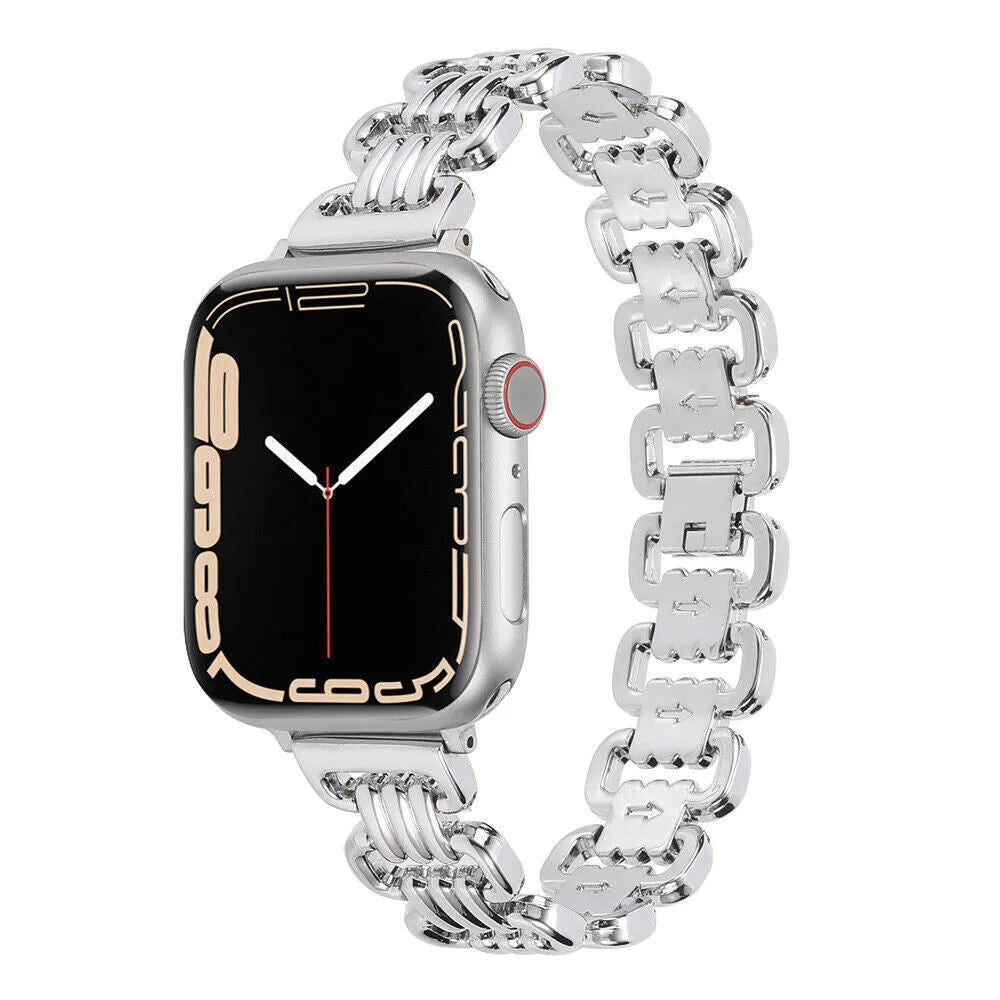 Alloy metal watch bracelet in silver, gold, black, rose gold, and starlight for Apple Watch 38mm to 49mm
